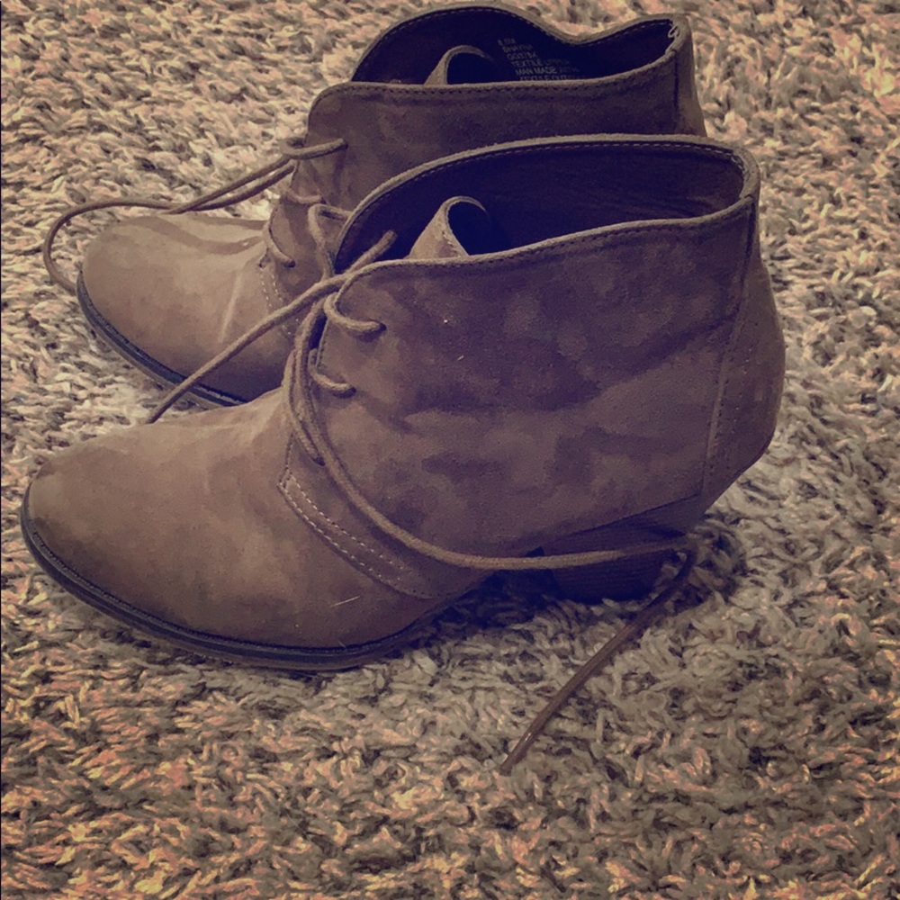 Tan lace up booties